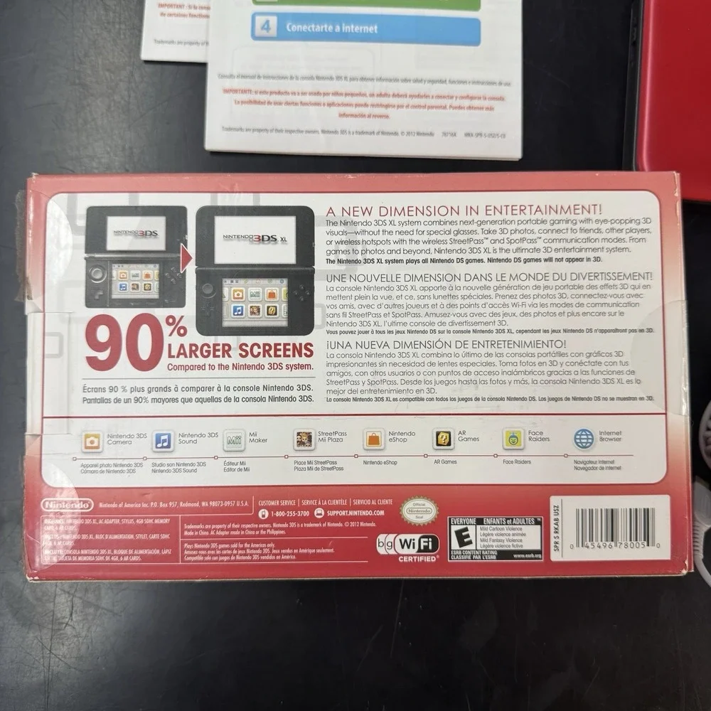 Nintendo 3DS XL Handheld Game Console Complete in Box Red/Black